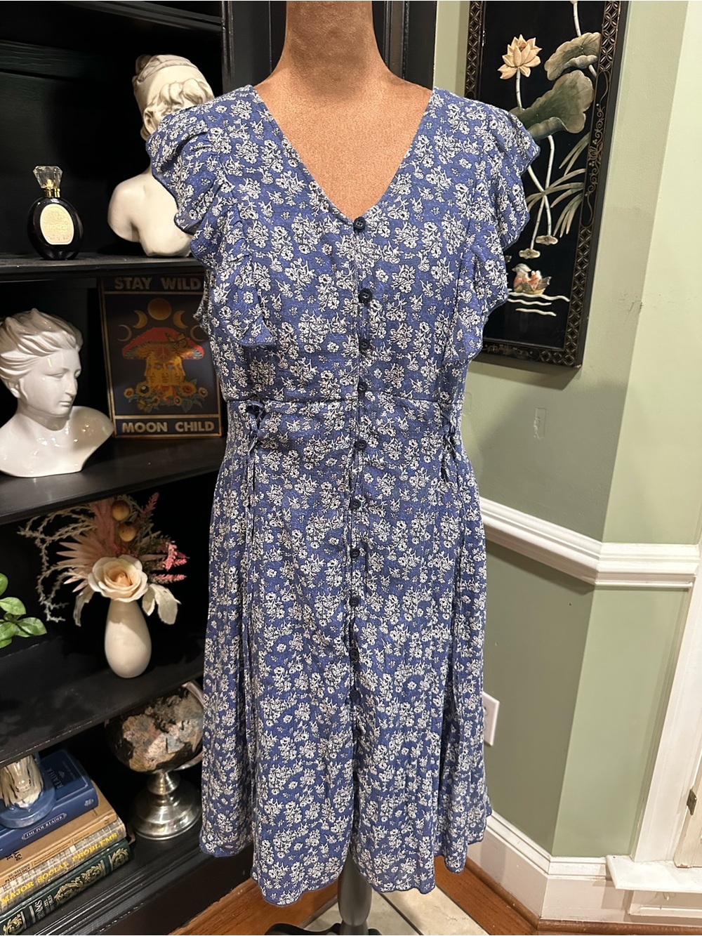 Anthropologie Kings Road Floral Button‑Up Midi Dress – Size PL (Plus Large)